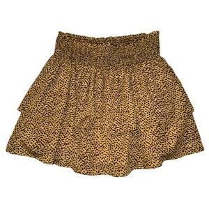 Crescent tan brown leopard print tiered ruffle mini skirt women’s size large